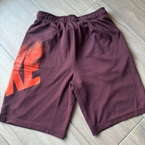 Nike Maroon Athletic Gym Shorts with Orange Swoosh Logo | Men’s Small - Picture 5 of 5